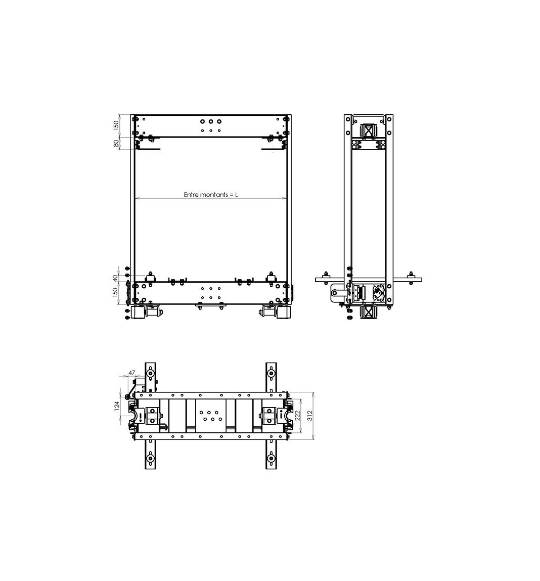 Car frame KIT for round Guide up to 630 kg and 1 m/s