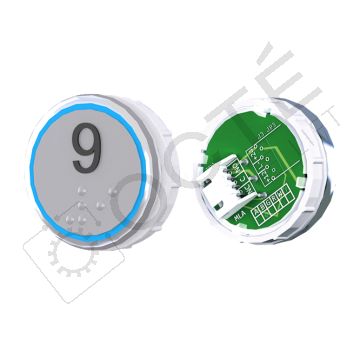 Bouton VENUS XL Braille Col. Inox fond gris JST bleu 9