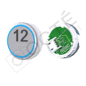 Bouton VENUS XL Braille Col. Inox fond gris JST bleu 12