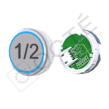 Bouton VENUS XL S. Braille Col. Inox fond gris JST bleu 1/2