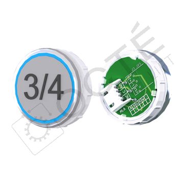 Bouton VENUS XL S. Braille Col. Inox fond gris JST bleu 3/4