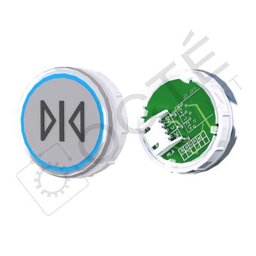 Bouton VENUS XL S. Braille Col. Inox fond gris JST bleu FERMETURE