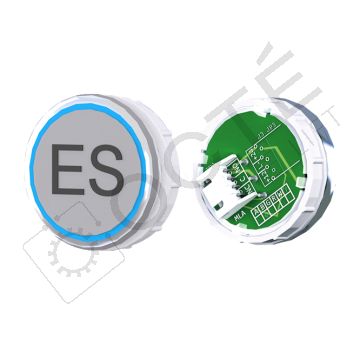 Bouton VENUS XL Braille Col. Inox fond gris JST bleu ES