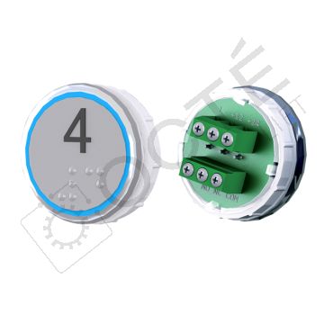 Bouton VENUS XL Braille Col. Inox fond gris Vis (1 ct) bleu 4