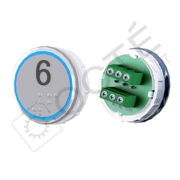 Bouton VENUS XL Braille Col. Inox fond gris Vis (1 ct) bleu 6