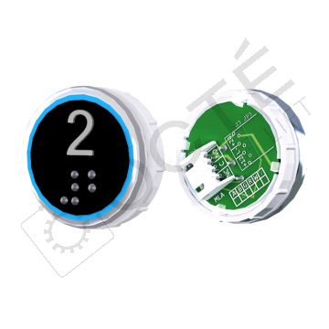 Bouton VENUS XL Braille Col. Inox fond noir JST bleu 2