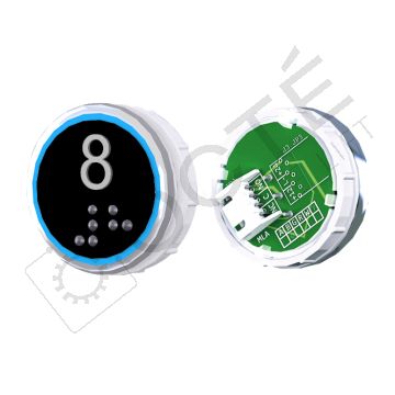 Bouton VENUS XL Braille Col. Inox fond noir JST bleu 8