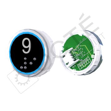 Bouton VENUS XL Braille Col. Inox fond noir JST bleu 9