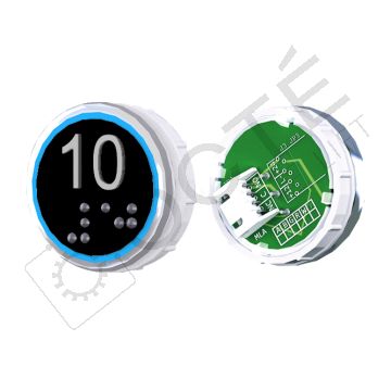 Bouton VENUS XL Braille Col. Inox fond noir JST bleu 10