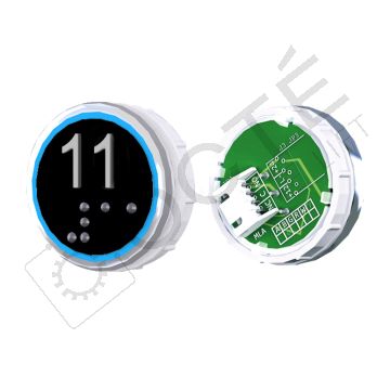 Bouton VENUS XL Braille Col. Inox fond noir JST bleu 11