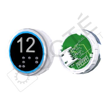 Bouton VENUS XL Braille Col. Inox fond noir JST bleu 12