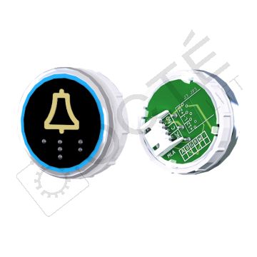 Bouton VENUS XL S. Braille Col. Inox fond noir JST bleu ALARME