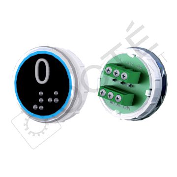 Bouton VENUS XL Braille Col. Inox fond noir Vis (1 ct) bleu 0