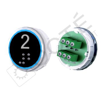 Bouton VENUS XL Braille Col. Inox fond noir Vis (1 ct) bleu 2