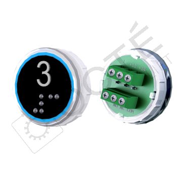 Bouton VENUS XL Braille Col. Inox fond noir Vis (1 ct) bleu 3