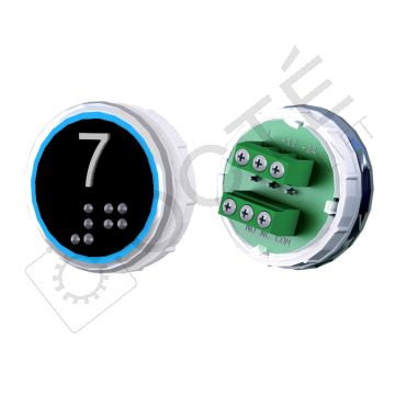 Bouton VENUS XL Braille Col. Inox fond noir Vis (1 ct) bleu 7