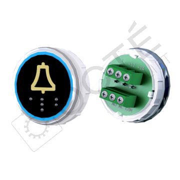 Bouton VENUS XL S. Braille Col. Inox fond noir Vis (1 ct) bleu ALARME