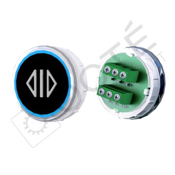 Bouton VENUS XL S. Braille Col. Inox fond noir Vis (1 ct) bleu OUVERTURE