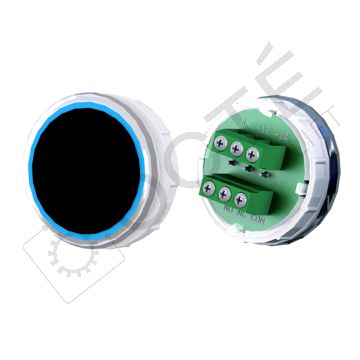 Bouton VENUS XL S. Braille Col. Inox fond noir Vis (1 ct) bleu NEUTRE