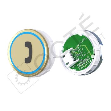 Bouton VENUS XL S. Braille Col. et fond ton or JST bleu TELEPHONE