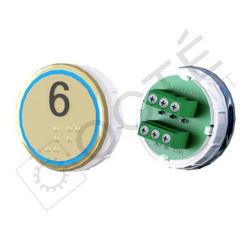 Bouton VENUS XL Braille Col. et fond ton or Vis (1 ct) bleu 6