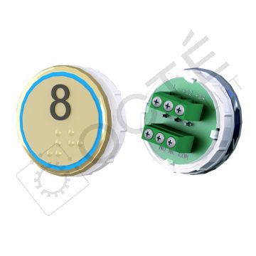 Bouton VENUS XL Braille Col. et fond ton or Vis (1 ct) bleu 8