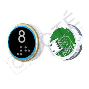 Bouton VENUS XL Braille Col. ton or fond noir JST bleu 8