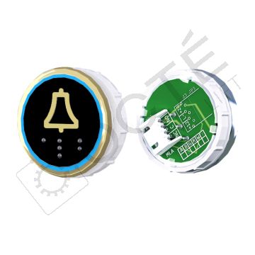 Bouton VENUS XL S. Braille Col. ton or fond noir JST bleu ALARME