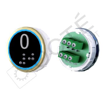 Bouton VENUS XL Braille Col. ton or fond noir Vis (1 ct) bleu 0