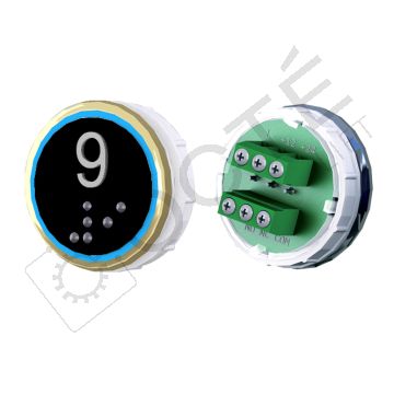 Bouton VENUS XL Braille Col. ton or fond noir Vis (1 ct) bleu 9