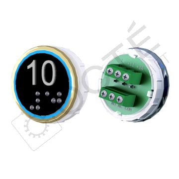 Bouton VENUS XL Braille Col. ton or fond noir Vis (1 ct) bleu 10