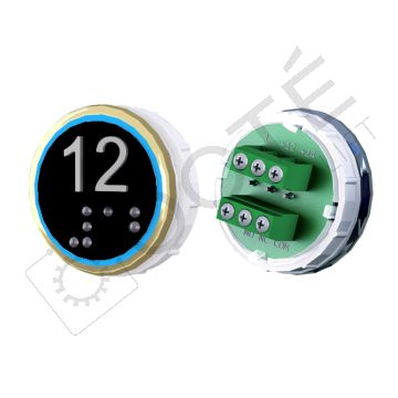 Bouton VENUS XL Braille Col. ton or fond noir Vis (1 ct) bleu 12