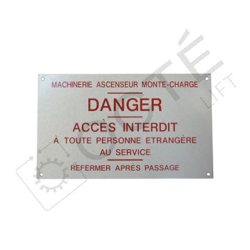 Plaque danger machinerie