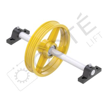 Poulie baladeuse Ø 400 2 x 10 paliers T232 course 495 mm pas 12 axe 710 mm