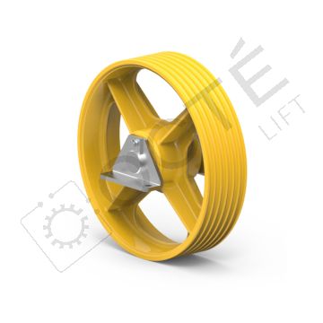 Divertor pulley with supports Ø320 4xØ08 P=17 axle Ø50 O=127 EE=109 S=162