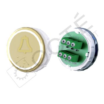 Bouton VENUS S. Braille Col. et fond ton or Vis (1 ct) blanc ALARME