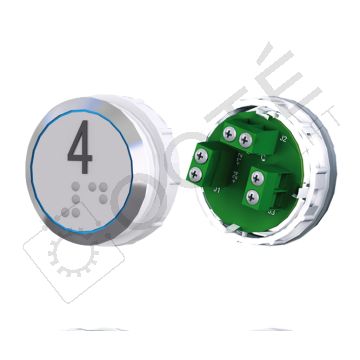 Bouton ACHILLE Braille Col. Inox fond gris Vis (1 ct) bleu 4