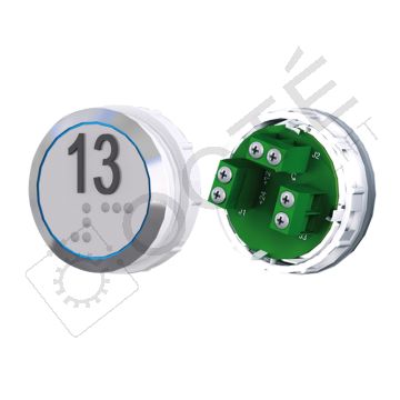 Bouton ACHILLE Braille Col. Inox fond gris Vis (1 ct) bleu 13