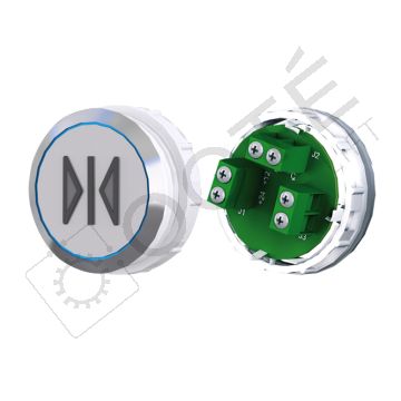 Bouton ACHILLE S. Braille Col. Inox fond gris Vis (1 ct) bleu FERMETURE