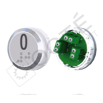 Bouton ACHILLE Braille Col. Inox fond gris Vis (1 ct) blanc 0