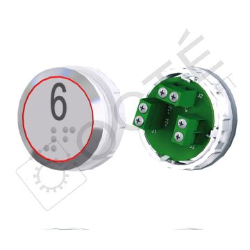 Bouton ACHILLE Braille Col. Inox fond gris Vis (1 ct) rouge 6